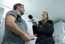 Researcher being interviewed by BBC Radio Cornwall