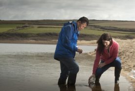 Researchers sample water at Loe Pool in Cornwall