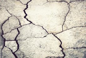 Close up view of fractures in a rock surface